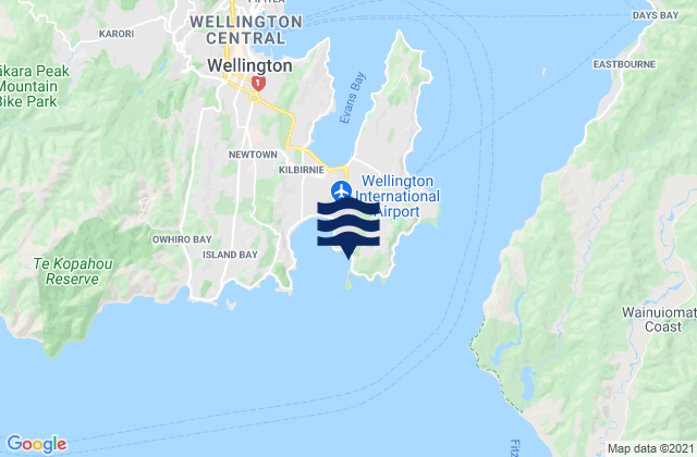 Mappa delle Getijden in Tarakena Bay, New Zealand