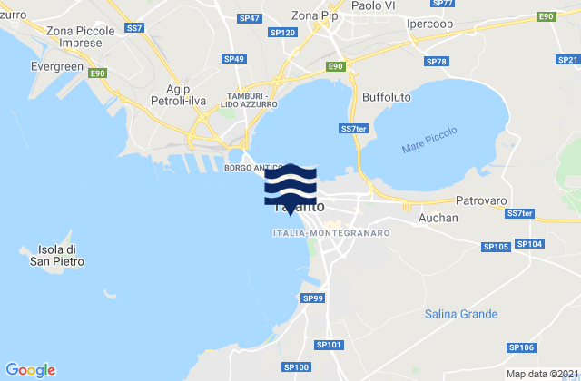 Mappa delle Getijden in Taranto, Italy