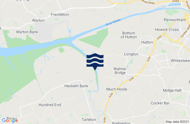 Mappa delle Getijden in Tarleton, United Kingdom