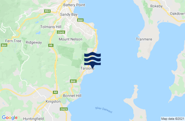 Mappa delle Getijden in Taroona, Australia