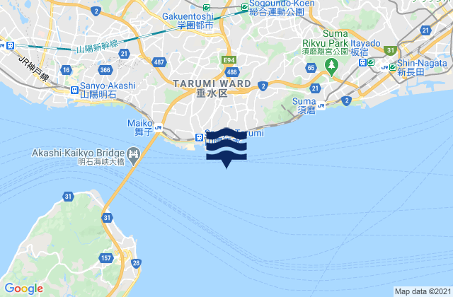 Mappa delle Getijden in Tarumi, Japan