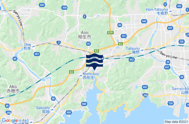 Mappa delle Getijden in Tatsuno-shi, Japan