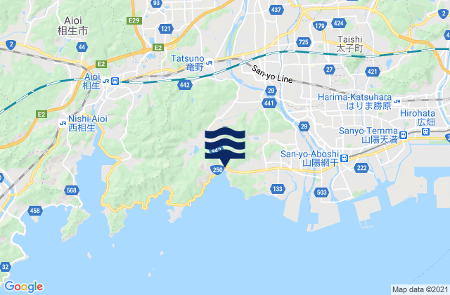 Mappa delle Getijden in Tatsunochō-tominaga, Japan