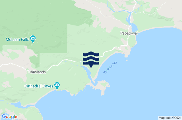 Mappa delle Getijden in Tautuku Beach, New Zealand