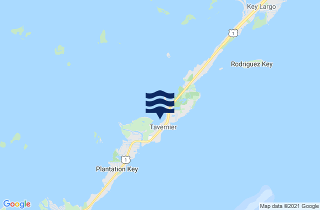 Mappa delle Getijden in Tavernier Key Largo Florida Bay, United States