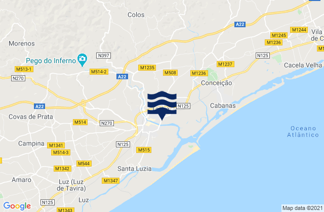 Mappa delle Getijden in Tavira, Portugal