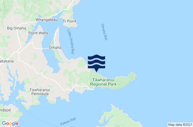 Mappa delle Getijden in Tawharanui Peninsula, New Zealand