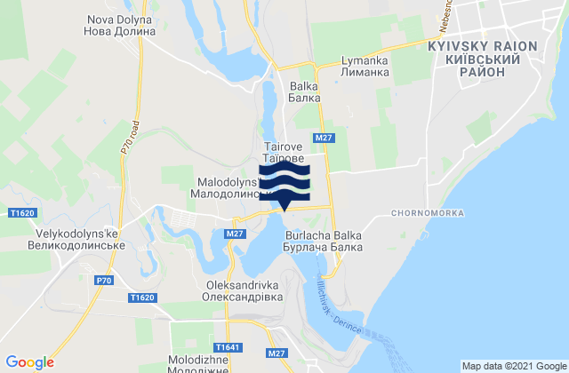 Mappa delle Getijden in Tayirove, Ukraine