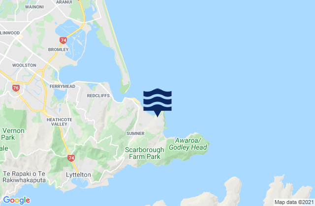 Mappa delle Getijden in Taylors Mistake, New Zealand