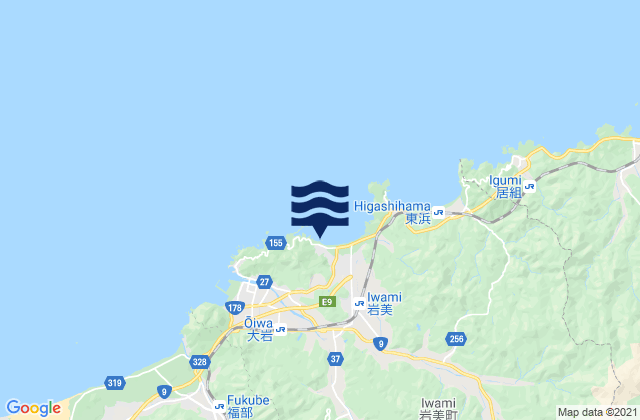 Mappa delle Getijden in Taziri, Japan