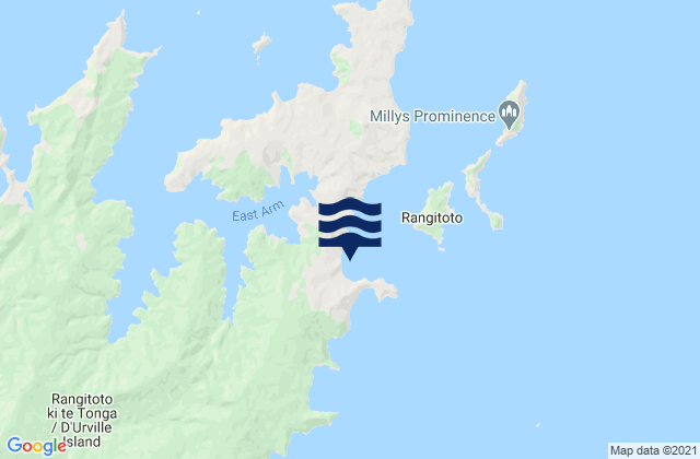 Mappa delle Getijden in Te Akau (Black Beach), New Zealand