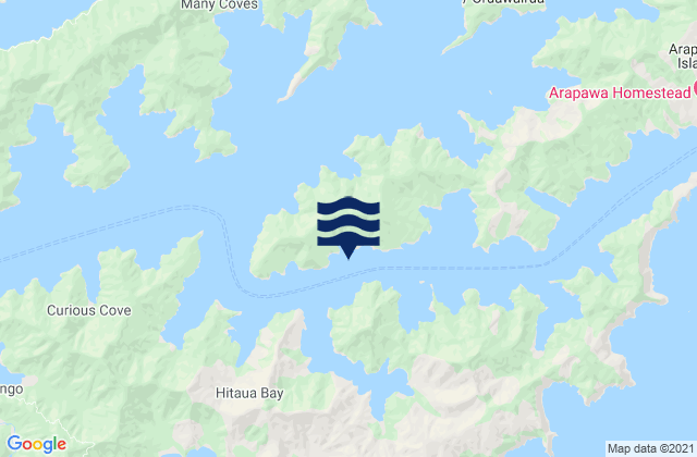 Mappa delle Getijden in Te Iro Bay, New Zealand