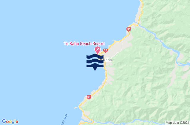 Mappa delle Getijden in Te Kaha, New Zealand