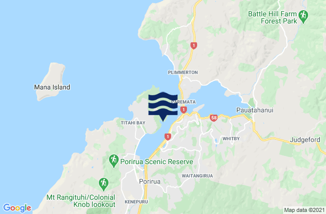 Mappa delle Getijden in Te Onepoto Bay, New Zealand