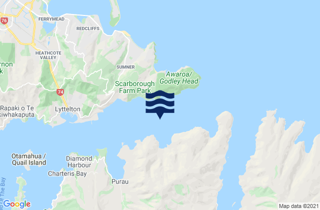 Mappa delle Getijden in Te Pohue/Camp Bay, New Zealand