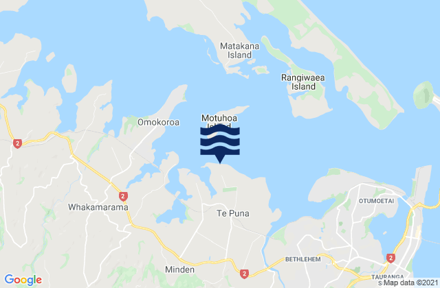 Mappa delle Getijden in Te Puna Beach, New Zealand