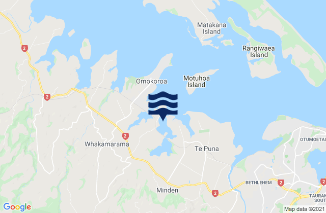 Mappa delle Getijden in Te Puna Estuary, New Zealand