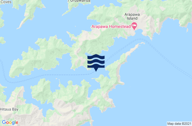 Mappa delle Getijden in Te Rua Bay, New Zealand