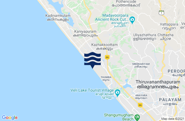 Mappa delle Getijden in Technopark, India