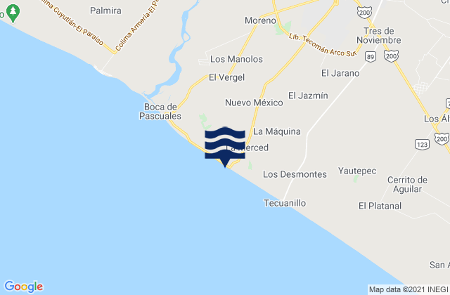 Mappa delle Getijden in Tecomán, Mexico