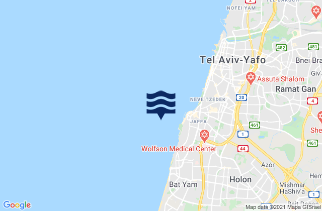 Mappa delle Getijden in Tel Aviv-Yafo, Palestinian Territory
