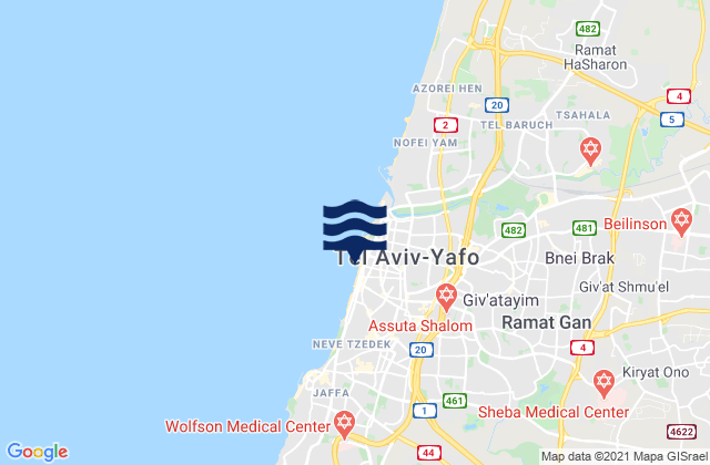 Mappa delle Getijden in Tel Aviv, Israel