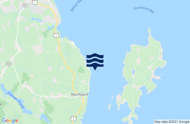 Mappa delle Getijden in Temple Heights NNE of W Penobscot Bay, United States