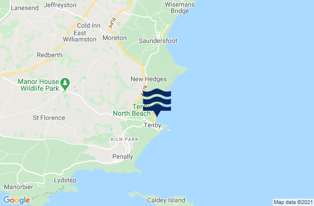 Mappa delle Getijden in Tenby (North Beach), United Kingdom