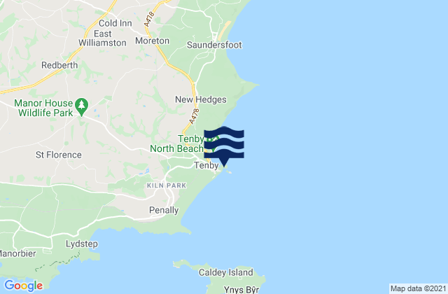 Mappa delle Getijden in Tenby Castle Beach, United Kingdom