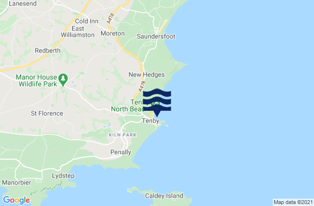 Mappa delle Getijden in Tenby North and Harbour Beach, United Kingdom