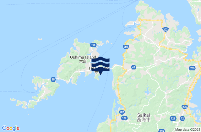 Mappa delle Getijden in Terashima Suido, Japan
