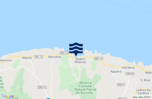 Mappa delle Getijden in Terceira - Baia Das Quatro Ribeiras, Portugal
