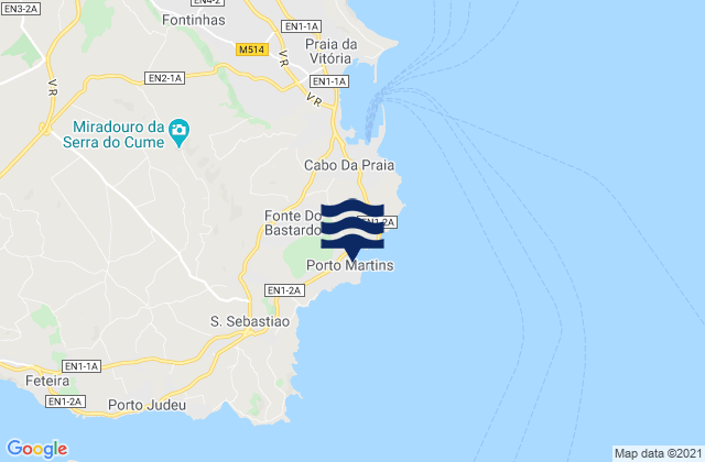 Mappa delle Getijden in Terceira - Porto Martins, Portugal