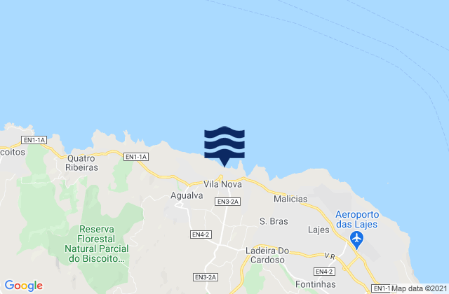 Mappa delle Getijden in Terceira - Vila Nova, Portugal