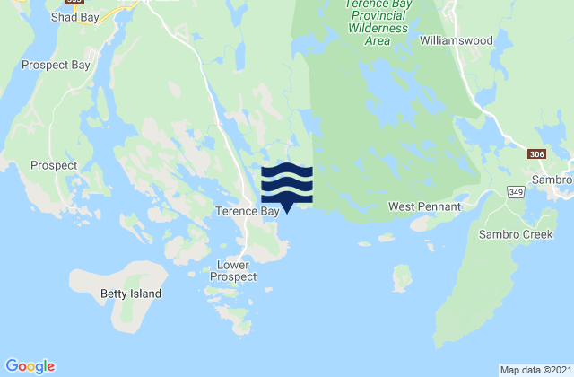 Mappa delle Getijden in Terence Bay, Canada
