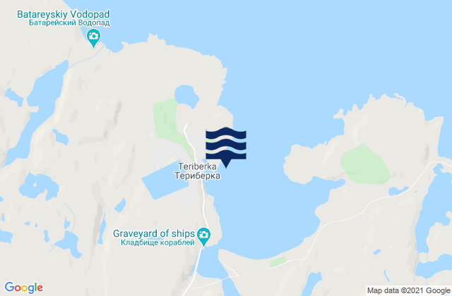 Mappa delle Getijden in Teriberka Bay, Russia