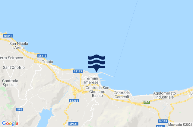 Mappa delle Getijden in Termini Imerese Port, Italy