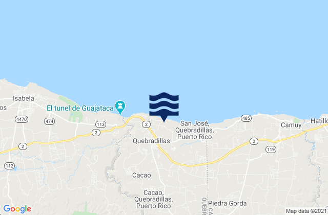 Mappa delle Getijden in Terranova Barrio, Puerto Rico
