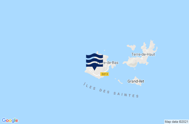 Mappa delle Getijden in Terre-de-Bas, Guadeloupe
