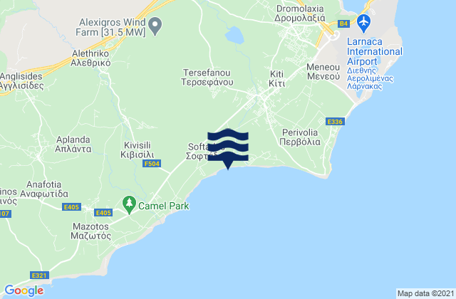 Mappa delle Getijden in Tersefánou, Cyprus
