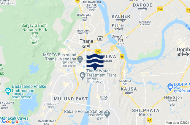 Mappa delle Getijden in Thane, India