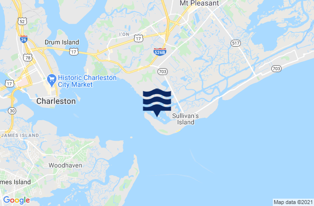 Mappa delle Getijden in The Cove Fort Moultrie, United States