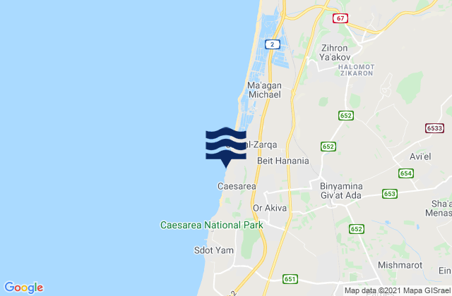 Mappa delle Getijden in The Reef (Haifa), Palestinian Territory