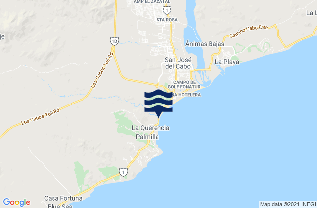 Mappa delle Getijden in The Rock-Costa Azul, Mexico