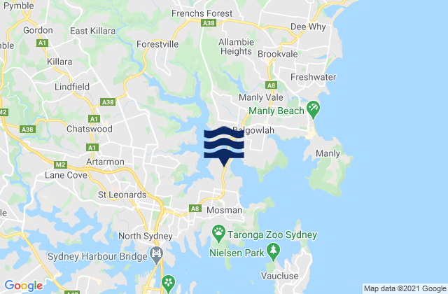 Mappa delle Getijden in The Spit, Australia