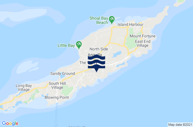 Mappa delle Getijden in The Valley, Anguilla