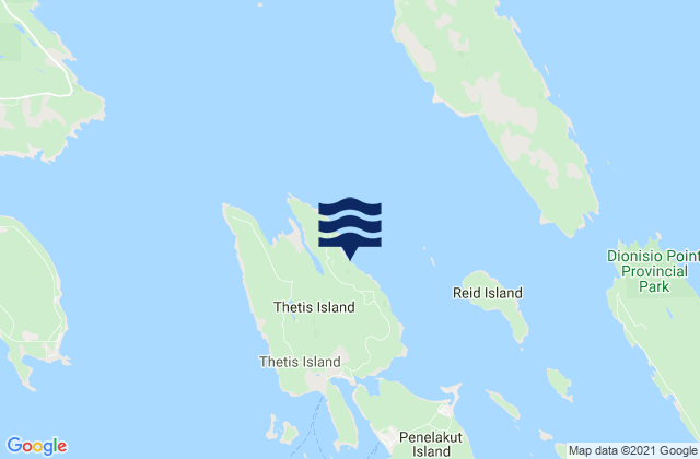 Mappa delle Getijden in Thetis Island, Canada