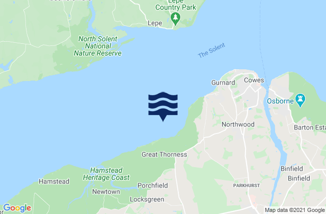 Mappa delle Getijden in Thorness Bay, United Kingdom