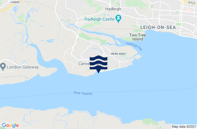 Mappa delle Getijden in Thorney Bay Beach, United Kingdom