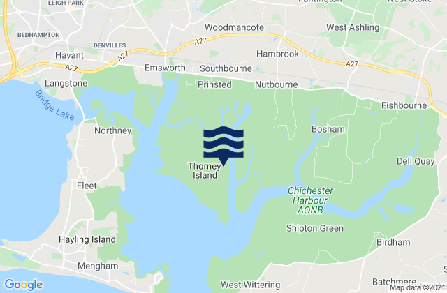Mappa delle Getijden in Thorney Island, United Kingdom